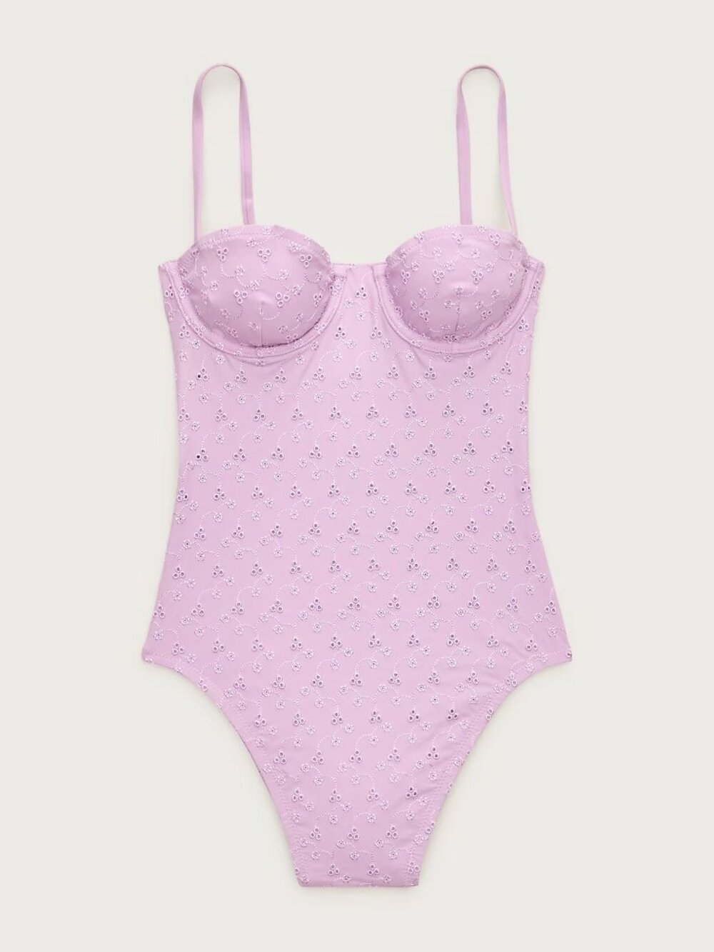 J. Crew Balconette Eyelet Underwire One-Piece in Violet Mist